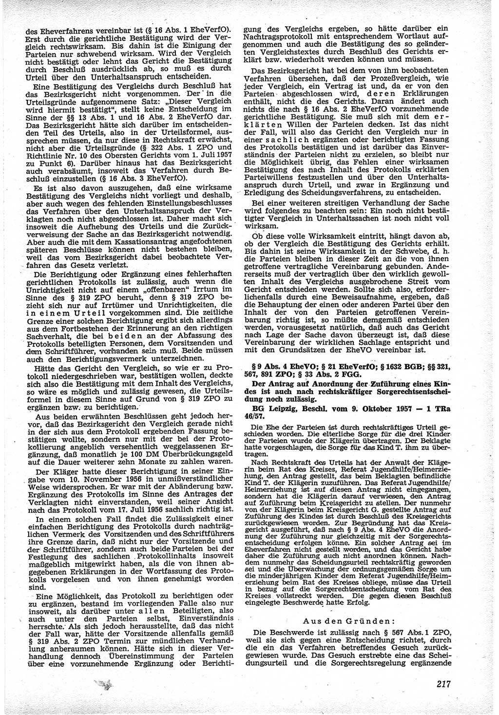 Neue Justiz (NJ), Zeitschrift für Recht und Rechtswissenschaft [Deutsche Demokratische Republik (DDR)], 12. Jahrgang 1958, Seite 217 (NJ DDR 1958, S. 217)