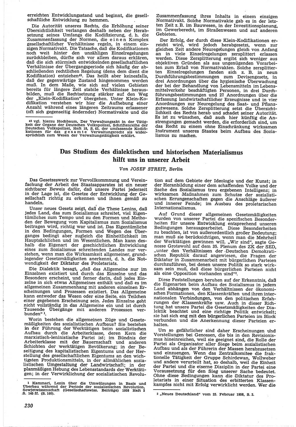 Neue Justiz (NJ), Zeitschrift für Recht und Rechtswissenschaft [Deutsche Demokratische Republik (DDR)], 12. Jahrgang 1958, Seite 230 (NJ DDR 1958, S. 230)