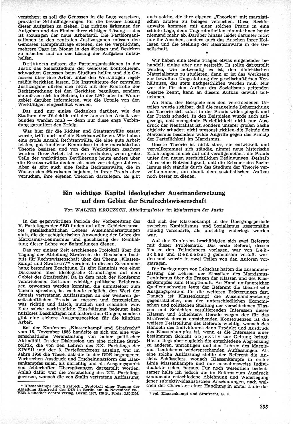 Neue Justiz (NJ), Zeitschrift für Recht und Rechtswissenschaft [Deutsche Demokratische Republik (DDR)], 12. Jahrgang 1958, Seite 233 (NJ DDR 1958, S. 233)