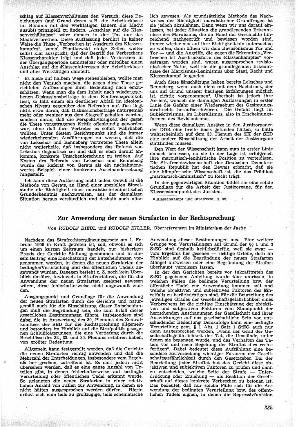 Neue Justiz (NJ), Zeitschrift für Recht und Rechtswissenschaft [Deutsche Demokratische Republik (DDR)], 12. Jahrgang 1958, Seite 235 (NJ DDR 1958, S. 235)