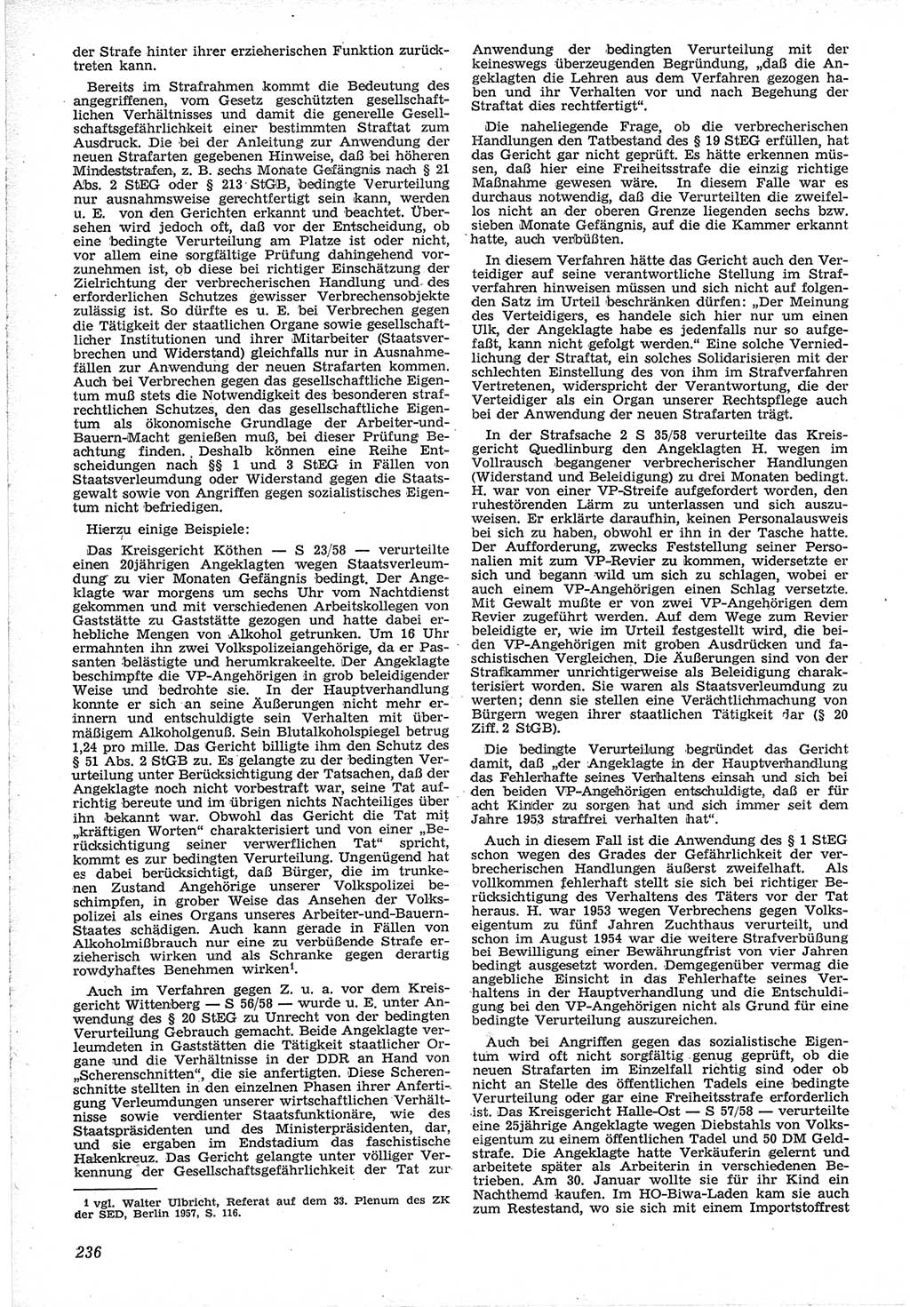 Neue Justiz (NJ), Zeitschrift für Recht und Rechtswissenschaft [Deutsche Demokratische Republik (DDR)], 12. Jahrgang 1958, Seite 236 (NJ DDR 1958, S. 236)