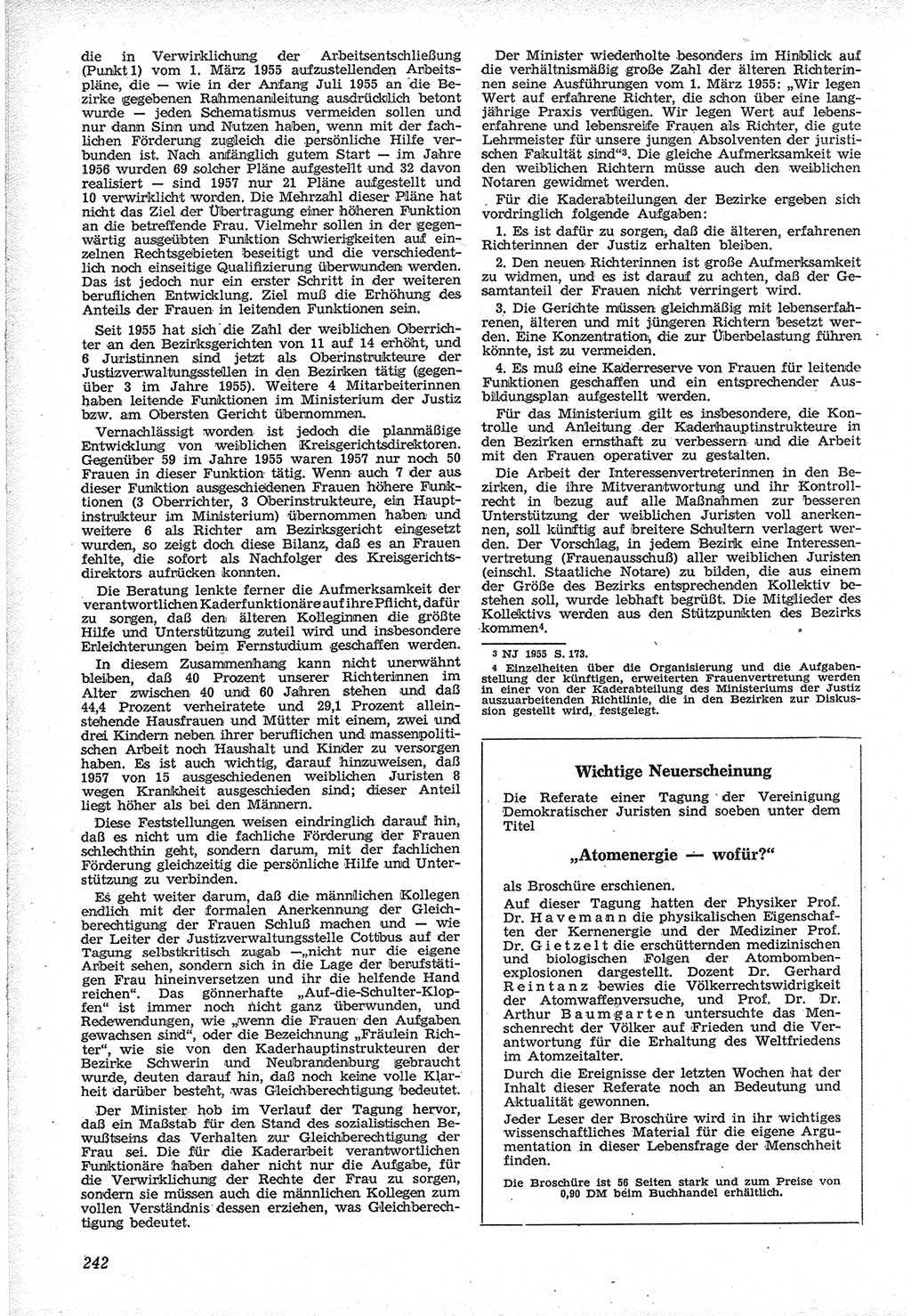 Neue Justiz (NJ), Zeitschrift für Recht und Rechtswissenschaft [Deutsche Demokratische Republik (DDR)], 12. Jahrgang 1958, Seite 242 (NJ DDR 1958, S. 242)