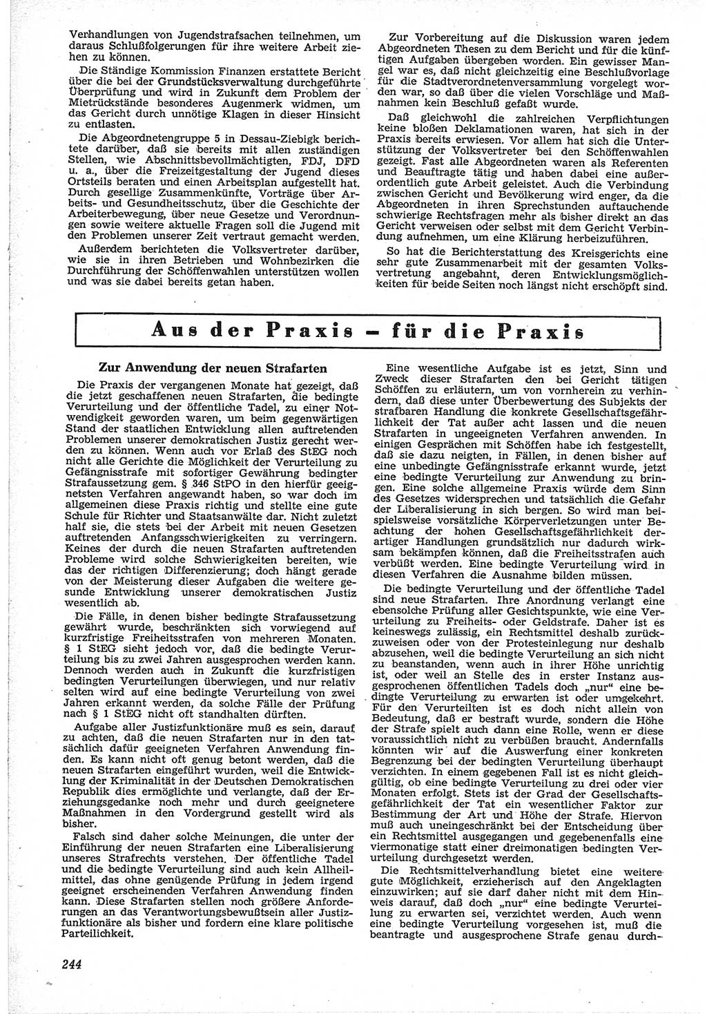 Neue Justiz (NJ), Zeitschrift für Recht und Rechtswissenschaft [Deutsche Demokratische Republik (DDR)], 12. Jahrgang 1958, Seite 244 (NJ DDR 1958, S. 244)