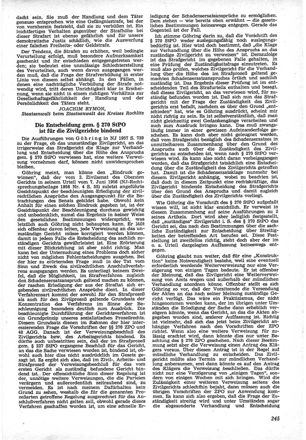 Neue Justiz (NJ), Zeitschrift für Recht und Rechtswissenschaft [Deutsche Demokratische Republik (DDR)], 12. Jahrgang 1958, Seite 245 (NJ DDR 1958, S. 245)