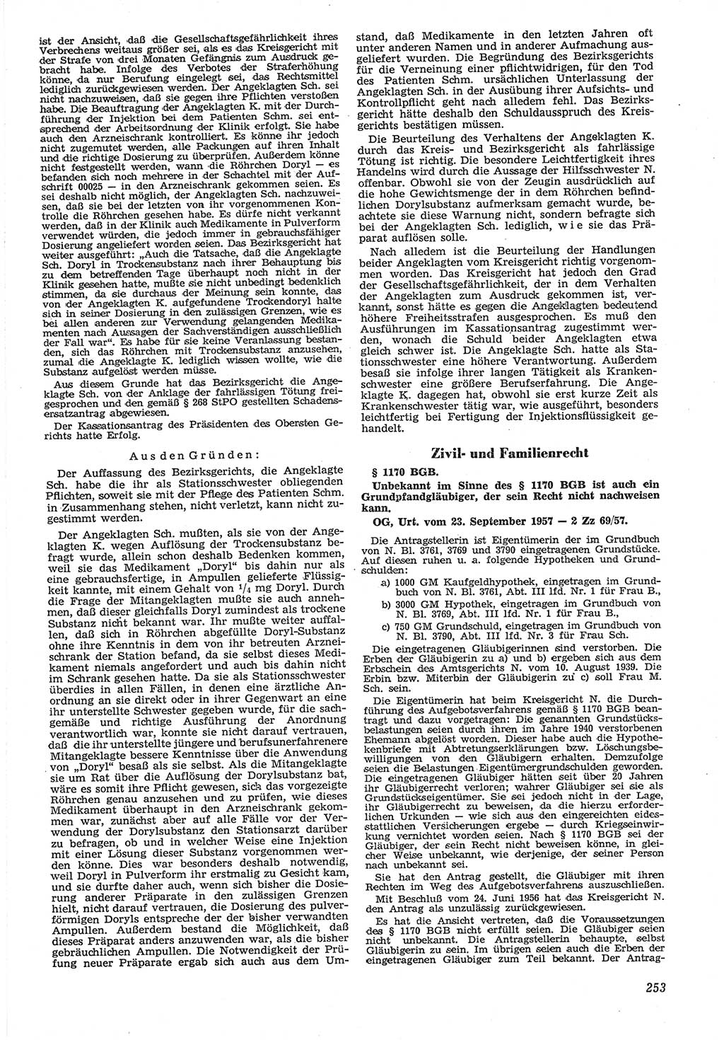 Neue Justiz (NJ), Zeitschrift für Recht und Rechtswissenschaft [Deutsche Demokratische Republik (DDR)], 12. Jahrgang 1958, Seite 253 (NJ DDR 1958, S. 253)