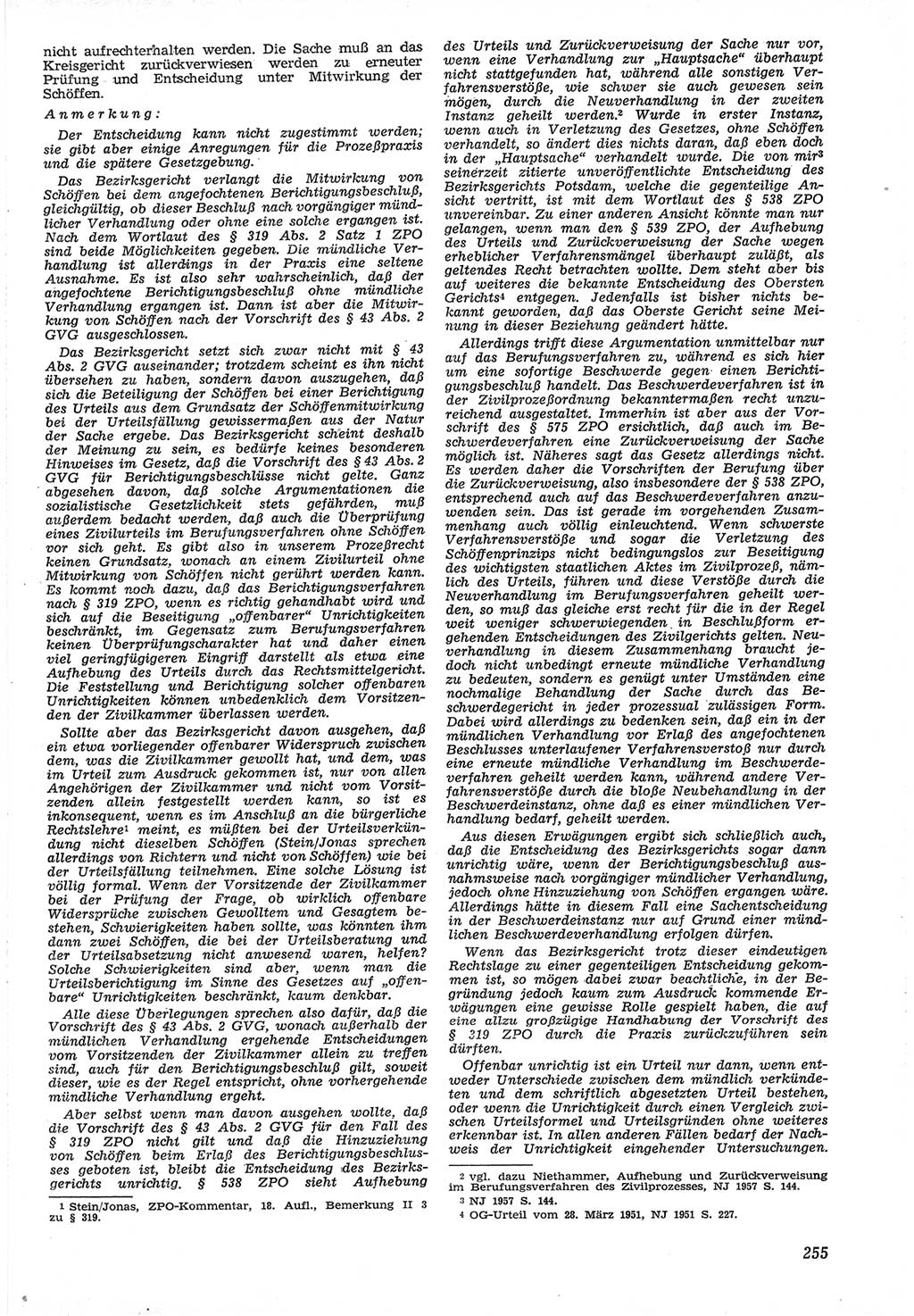 Neue Justiz (NJ), Zeitschrift für Recht und Rechtswissenschaft [Deutsche Demokratische Republik (DDR)], 12. Jahrgang 1958, Seite 255 (NJ DDR 1958, S. 255)