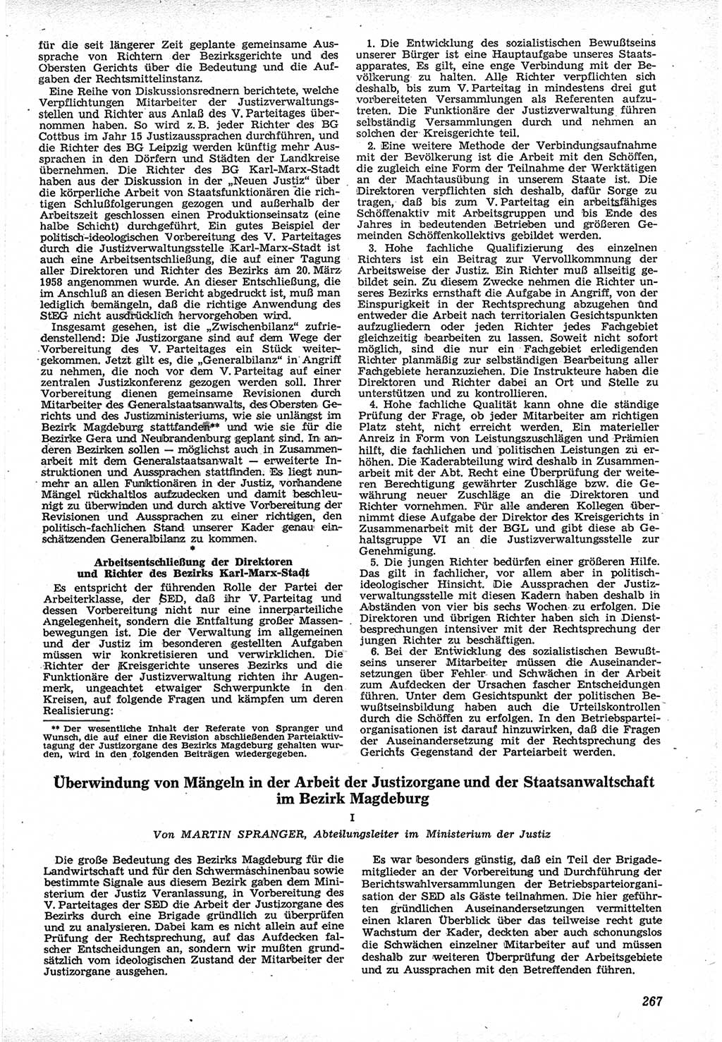 Neue Justiz (NJ), Zeitschrift für Recht und Rechtswissenschaft [Deutsche Demokratische Republik (DDR)], 12. Jahrgang 1958, Seite 267 (NJ DDR 1958, S. 267)