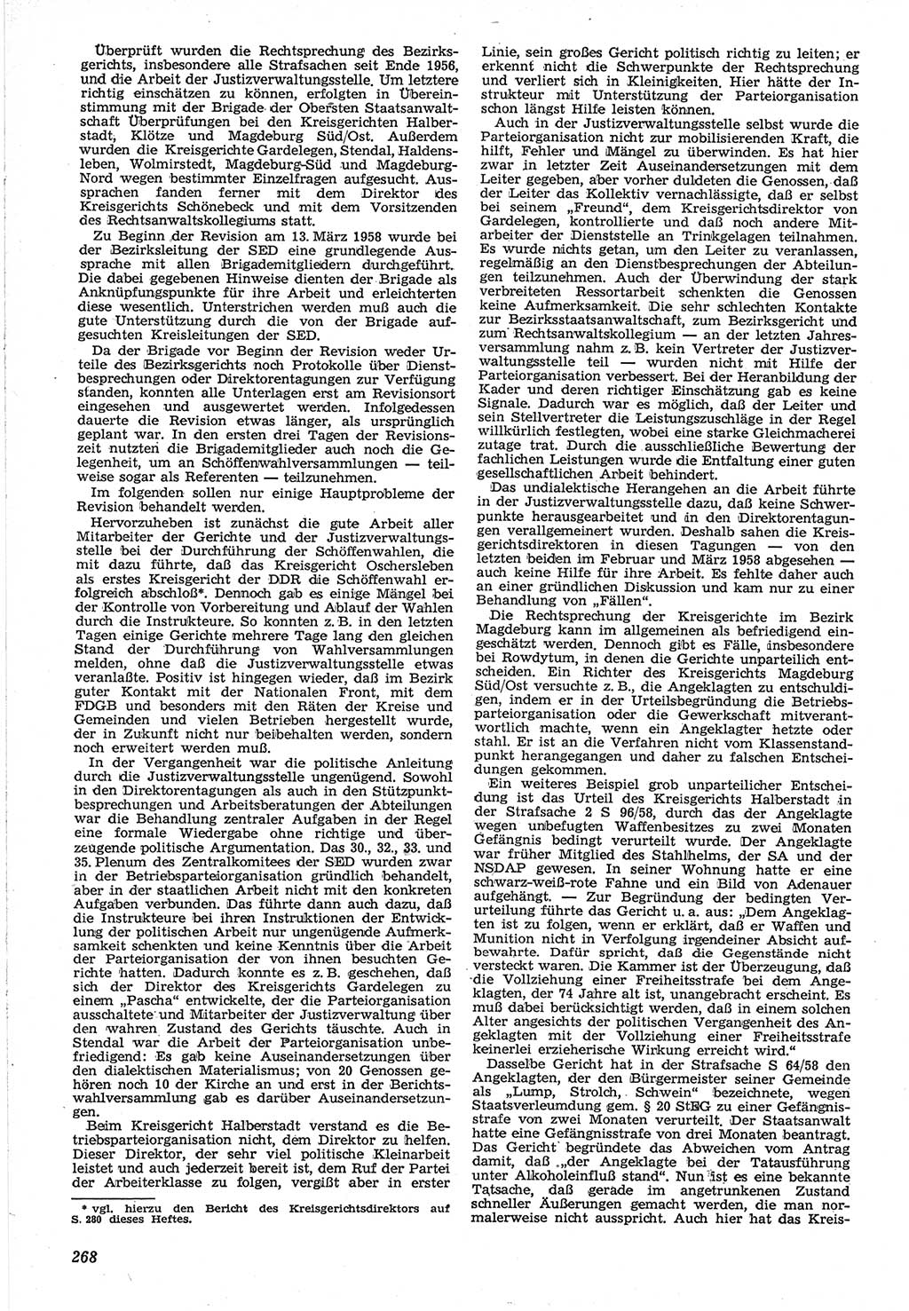 Neue Justiz (NJ), Zeitschrift für Recht und Rechtswissenschaft [Deutsche Demokratische Republik (DDR)], 12. Jahrgang 1958, Seite 268 (NJ DDR 1958, S. 268)