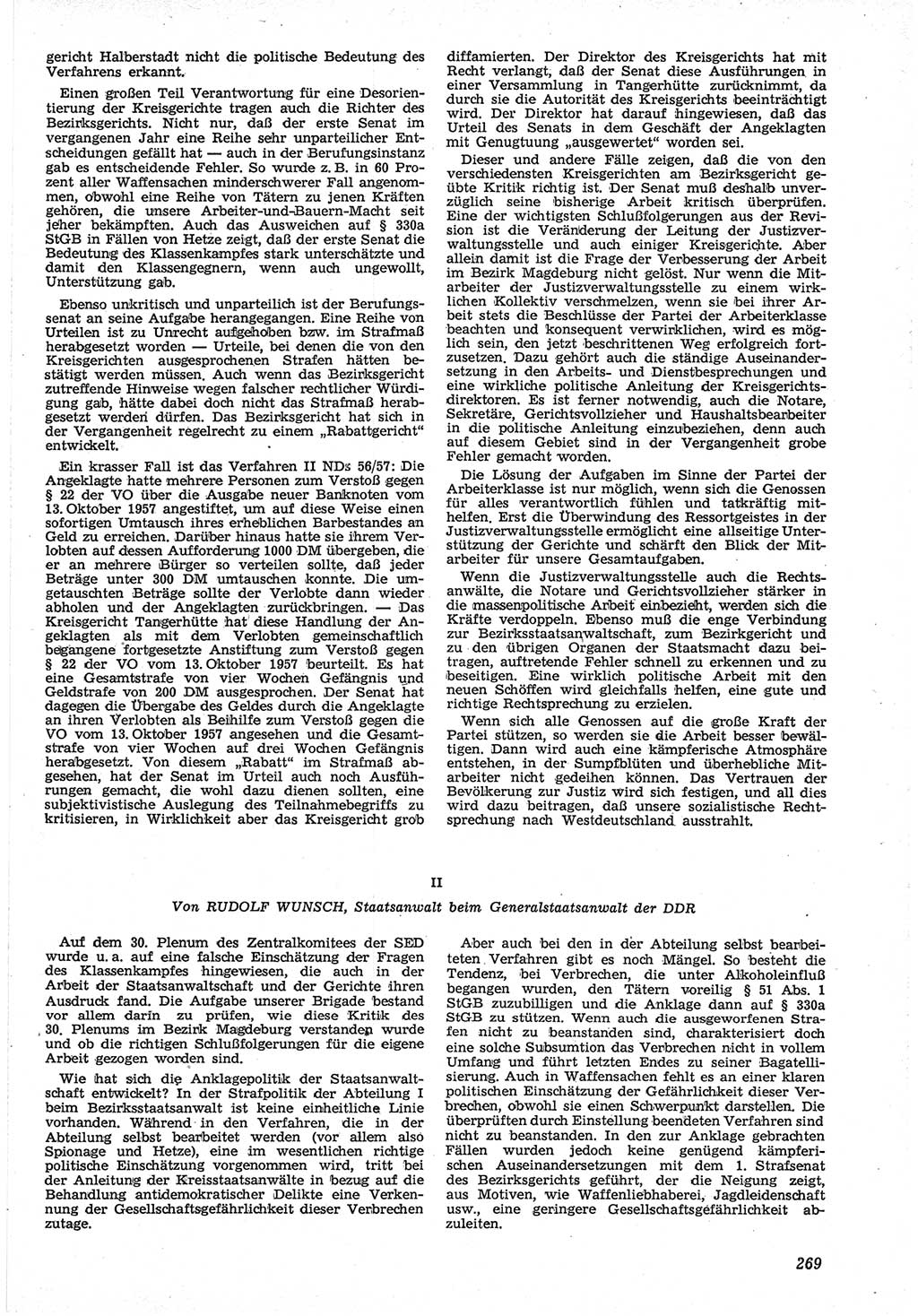 Neue Justiz (NJ), Zeitschrift für Recht und Rechtswissenschaft [Deutsche Demokratische Republik (DDR)], 12. Jahrgang 1958, Seite 269 (NJ DDR 1958, S. 269)