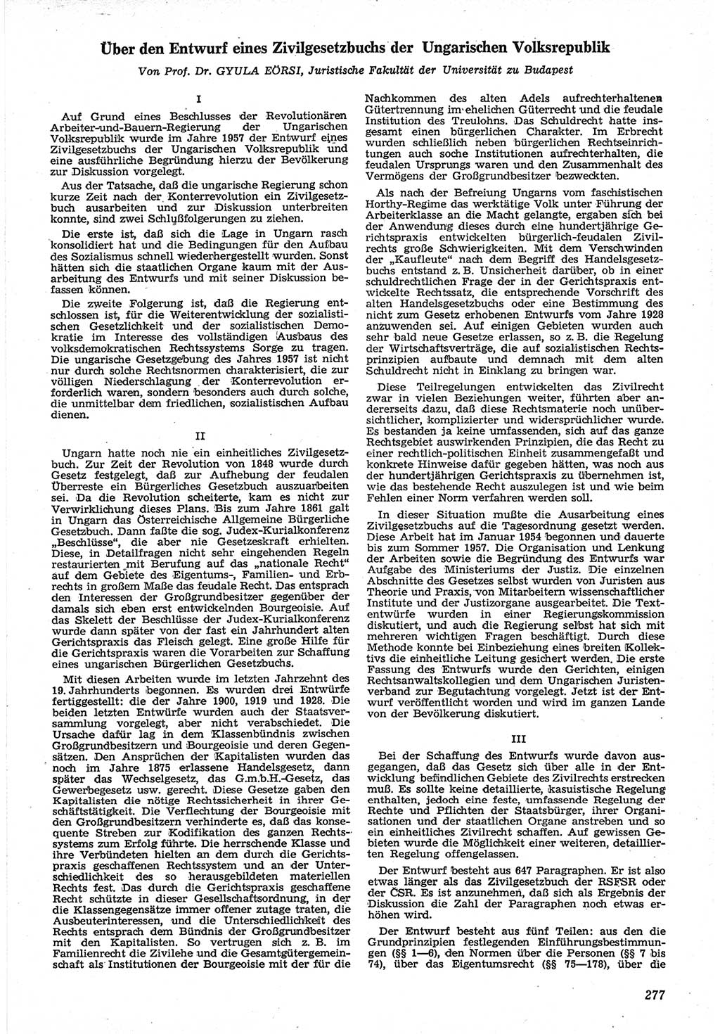 Neue Justiz (NJ), Zeitschrift für Recht und Rechtswissenschaft [Deutsche Demokratische Republik (DDR)], 12. Jahrgang 1958, Seite 277 (NJ DDR 1958, S. 277)