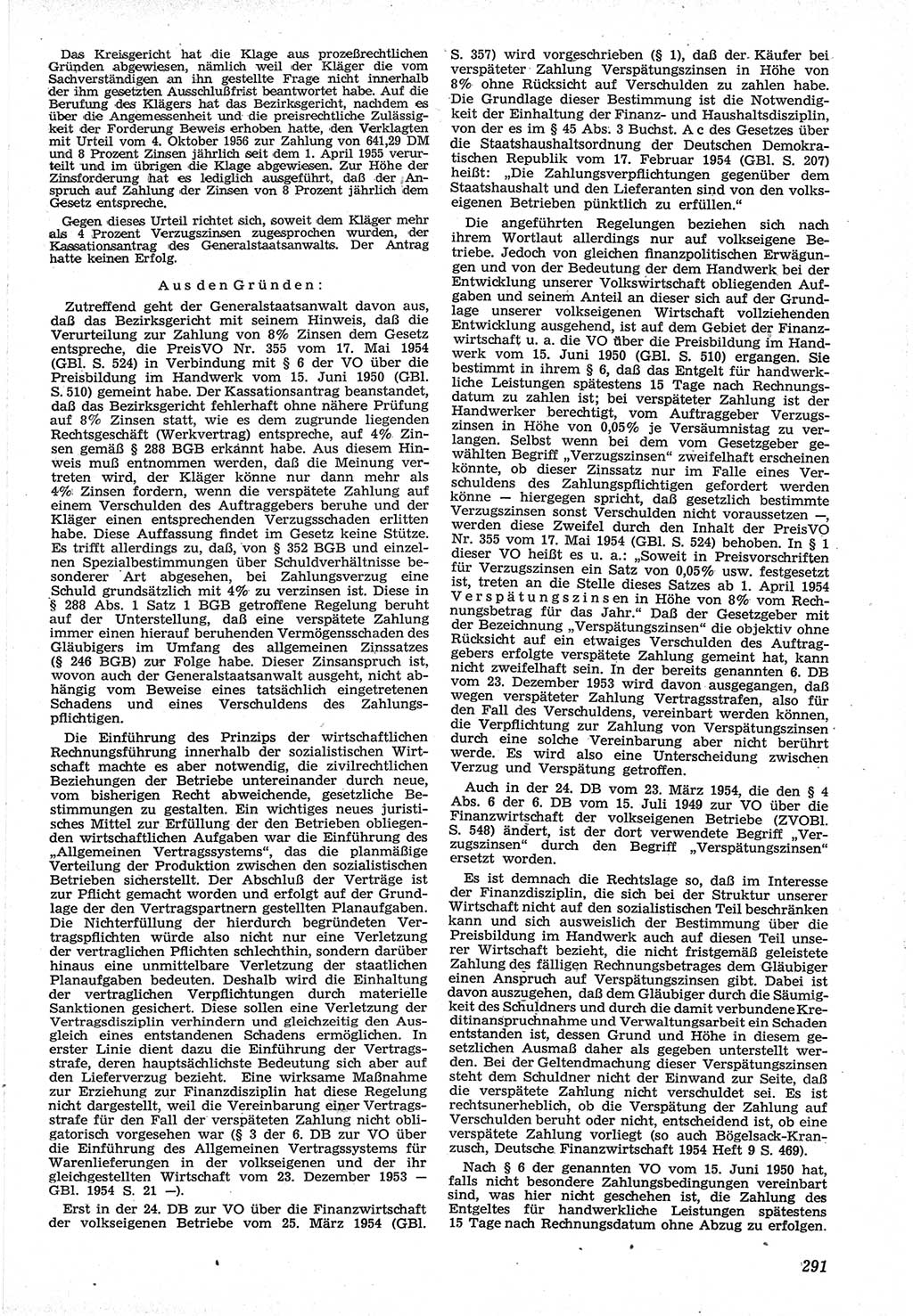 Neue Justiz (NJ), Zeitschrift für Recht und Rechtswissenschaft [Deutsche Demokratische Republik (DDR)], 12. Jahrgang 1958, Seite 291 (NJ DDR 1958, S. 291)
