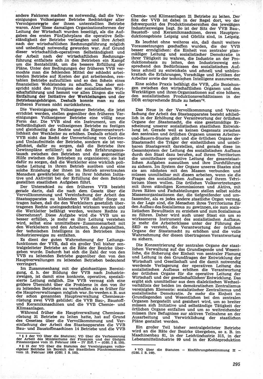 Neue Justiz (NJ), Zeitschrift für Recht und Rechtswissenschaft [Deutsche Demokratische Republik (DDR)], 12. Jahrgang 1958, Seite 295 (NJ DDR 1958, S. 295)