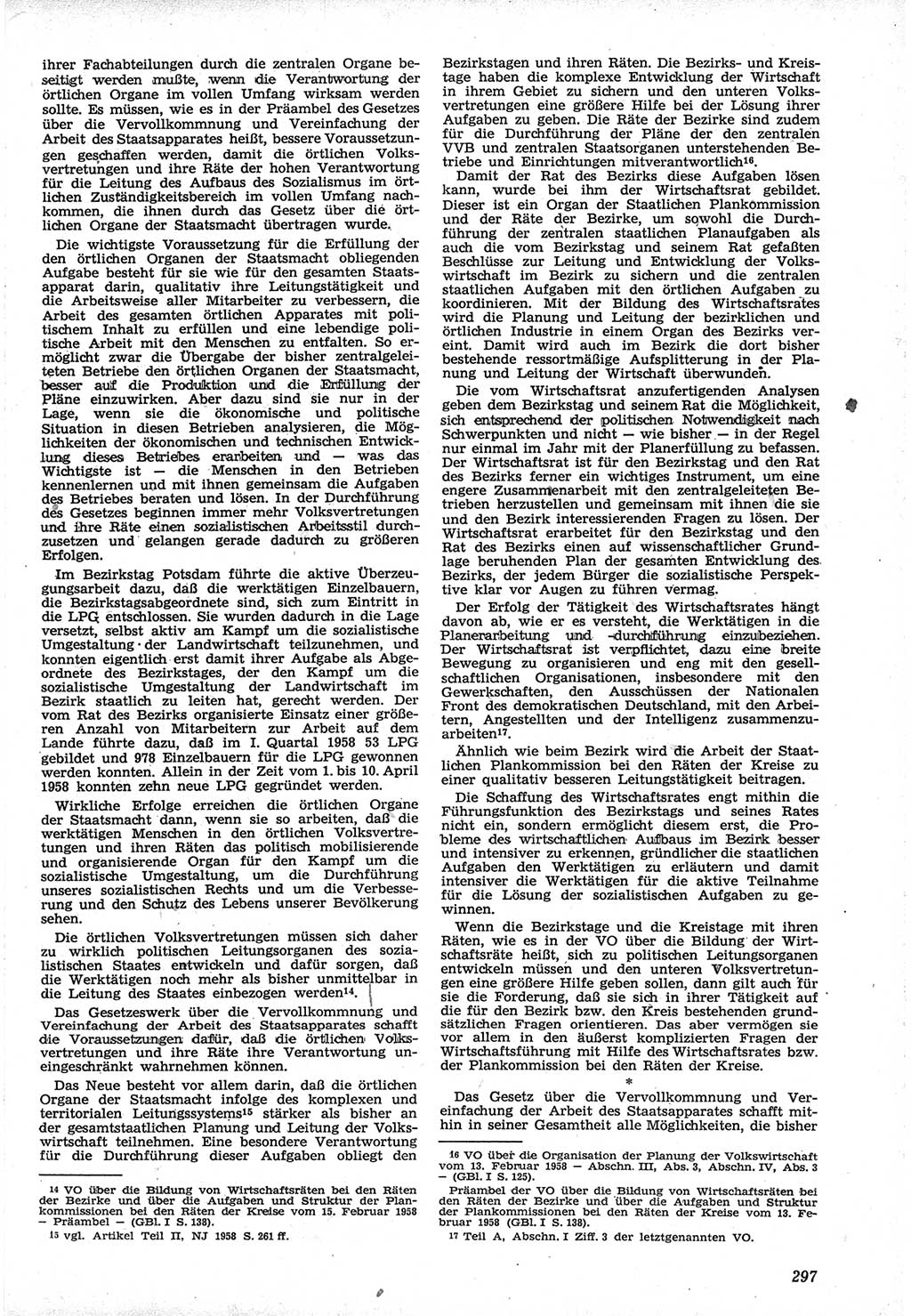Neue Justiz (NJ), Zeitschrift für Recht und Rechtswissenschaft [Deutsche Demokratische Republik (DDR)], 12. Jahrgang 1958, Seite 297 (NJ DDR 1958, S. 297)