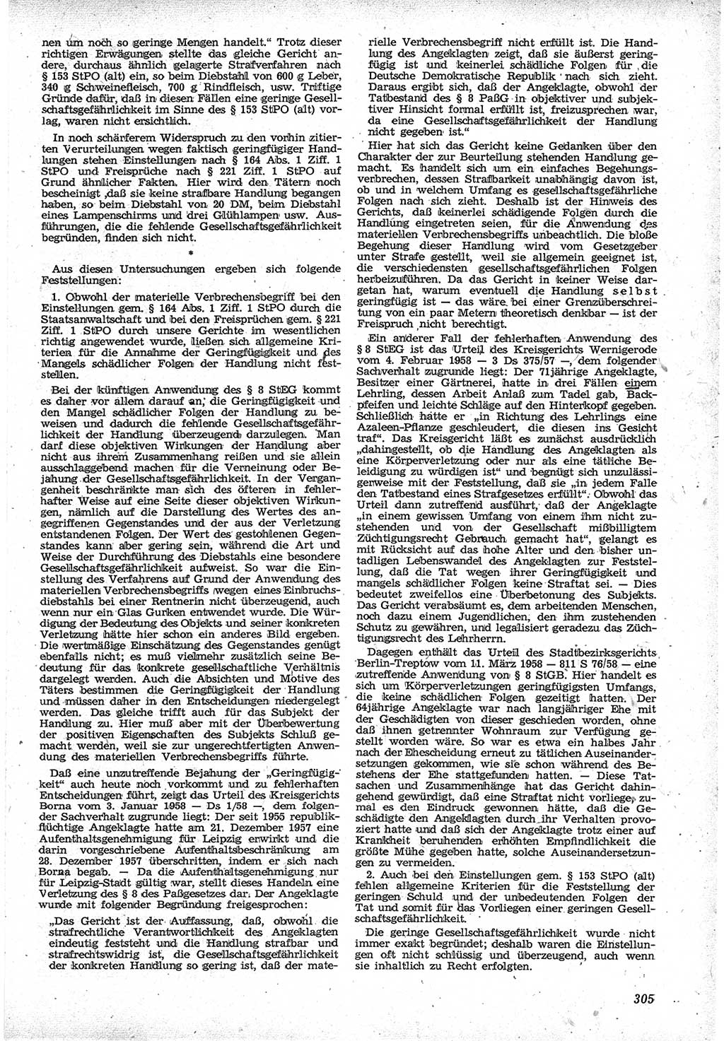 Neue Justiz (NJ), Zeitschrift für Recht und Rechtswissenschaft [Deutsche Demokratische Republik (DDR)], 12. Jahrgang 1958, Seite 305 (NJ DDR 1958, S. 305)