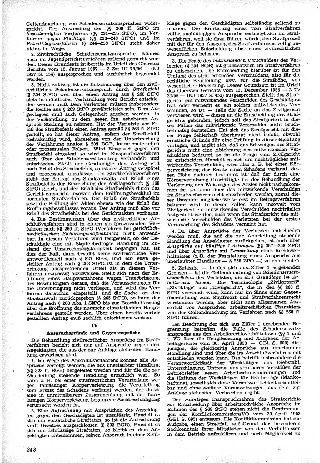 Neue Justiz (NJ), Zeitschrift für Recht und Rechtswissenschaft [Deutsche Demokratische Republik (DDR)], 12. Jahrgang 1958, Seite 318 (NJ DDR 1958, S. 318)