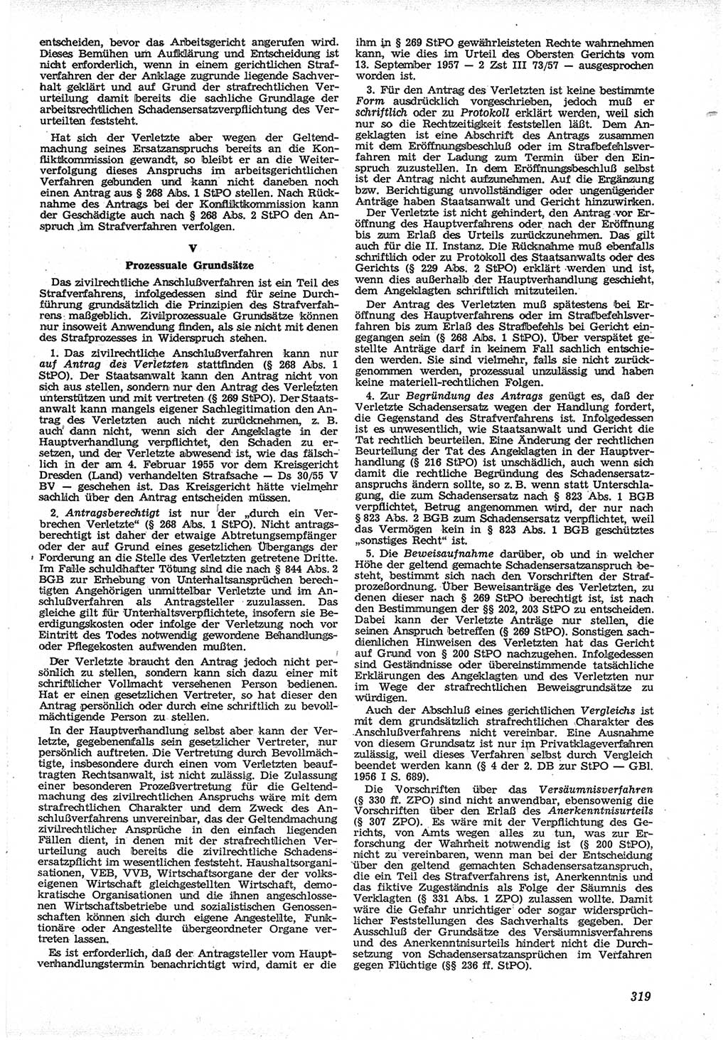 Neue Justiz (NJ), Zeitschrift für Recht und Rechtswissenschaft [Deutsche Demokratische Republik (DDR)], 12. Jahrgang 1958, Seite 319 (NJ DDR 1958, S. 319)