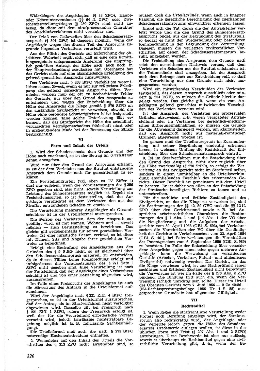 Neue Justiz (NJ), Zeitschrift für Recht und Rechtswissenschaft [Deutsche Demokratische Republik (DDR)], 12. Jahrgang 1958, Seite 320 (NJ DDR 1958, S. 320)