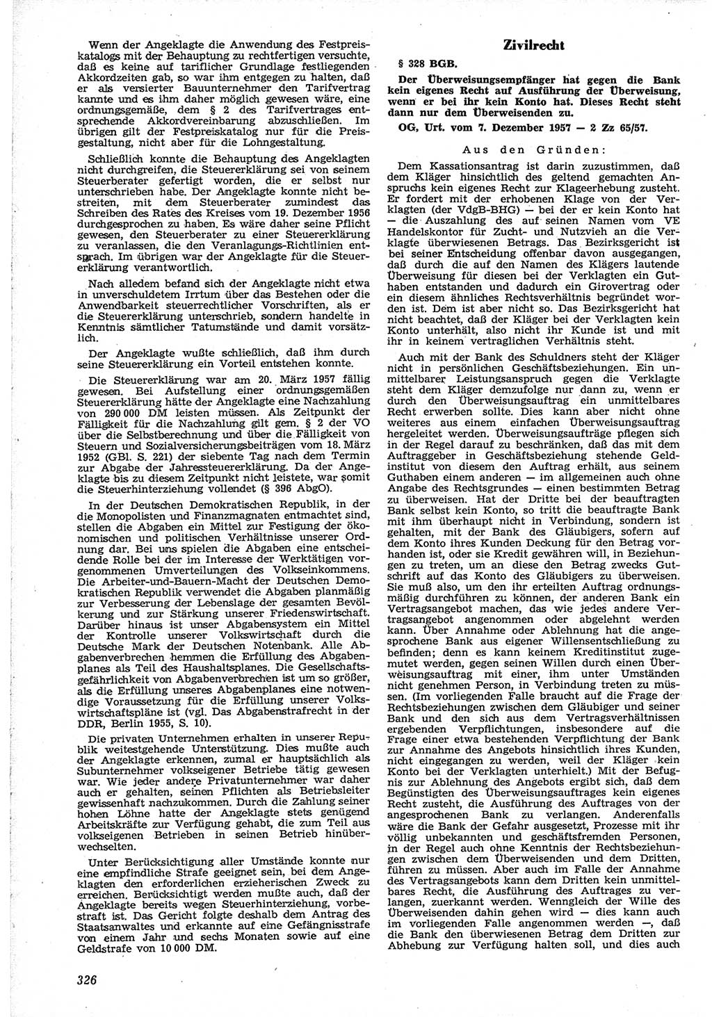 Neue Justiz (NJ), Zeitschrift für Recht und Rechtswissenschaft [Deutsche Demokratische Republik (DDR)], 12. Jahrgang 1958, Seite 326 (NJ DDR 1958, S. 326)