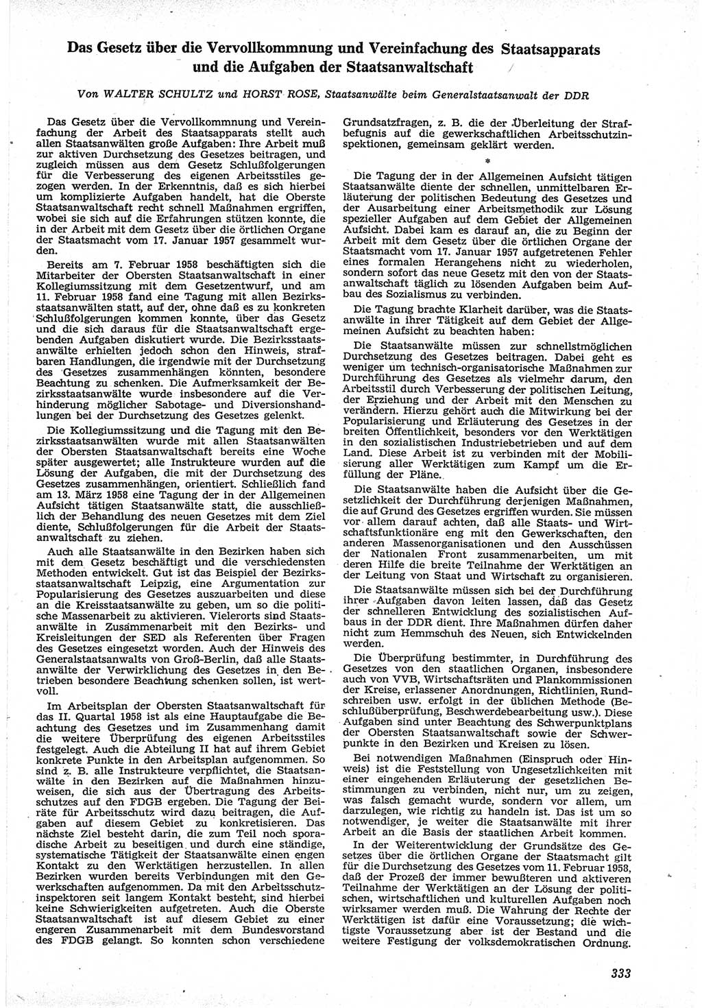 Neue Justiz (NJ), Zeitschrift für Recht und Rechtswissenschaft [Deutsche Demokratische Republik (DDR)], 12. Jahrgang 1958, Seite 333 (NJ DDR 1958, S. 333)