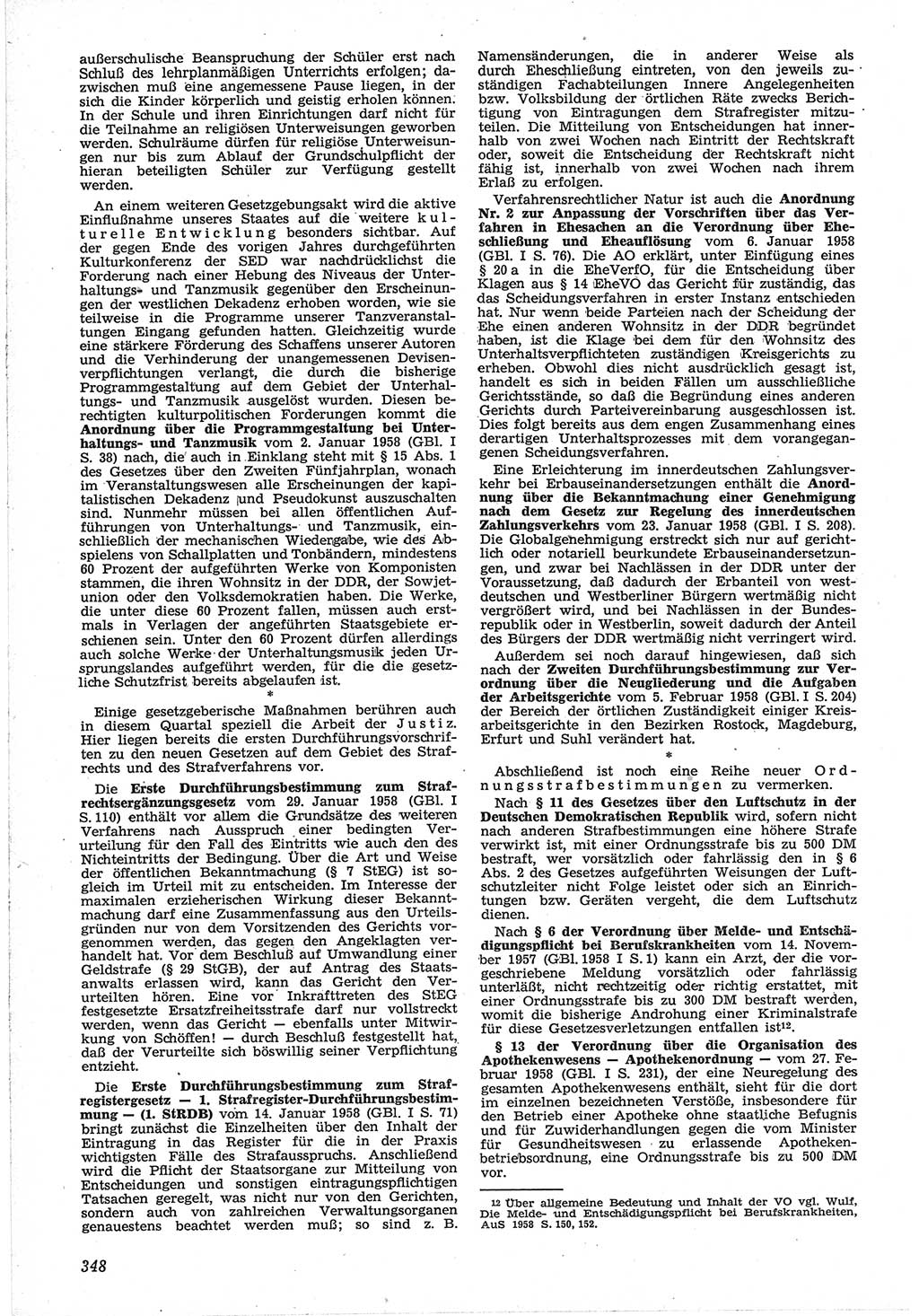 Neue Justiz (NJ), Zeitschrift für Recht und Rechtswissenschaft [Deutsche Demokratische Republik (DDR)], 12. Jahrgang 1958, Seite 348 (NJ DDR 1958, S. 348)