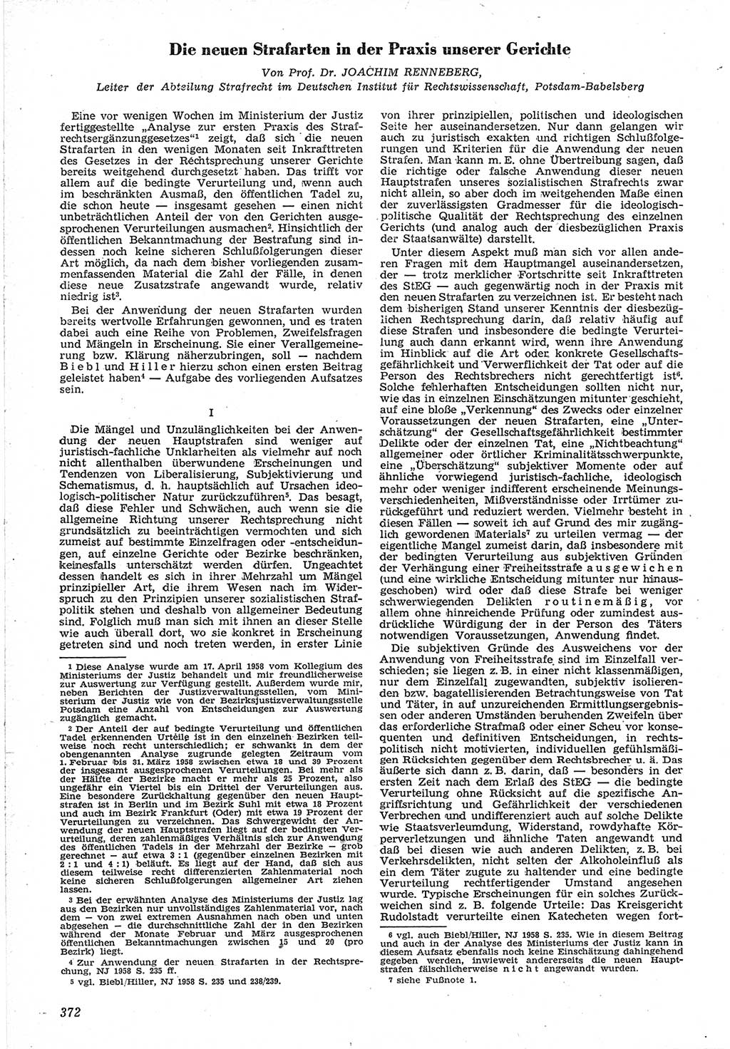 Neue Justiz (NJ), Zeitschrift für Recht und Rechtswissenschaft [Deutsche Demokratische Republik (DDR)], 12. Jahrgang 1958, Seite 372 (NJ DDR 1958, S. 372)