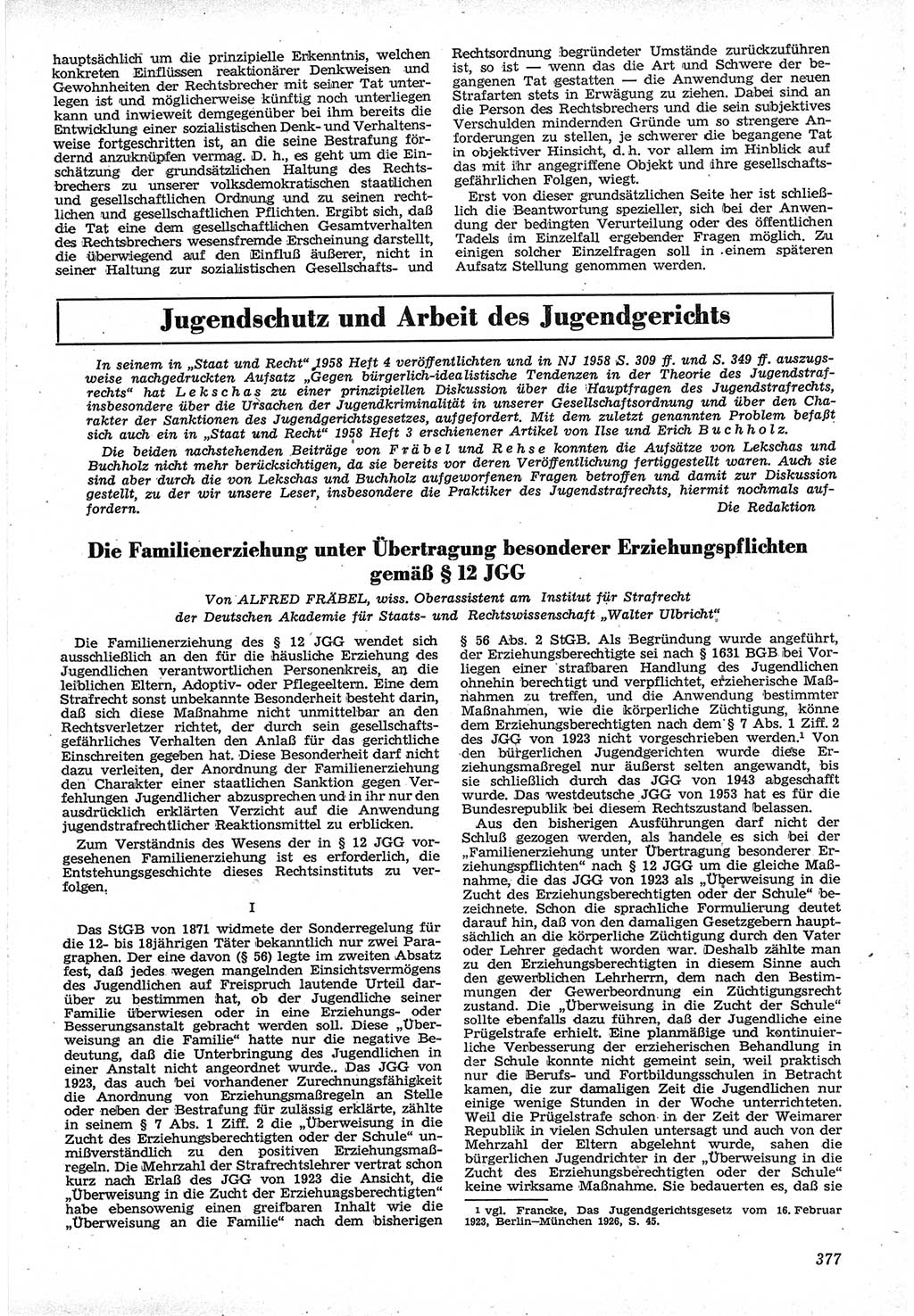 Neue Justiz (NJ), Zeitschrift für Recht und Rechtswissenschaft [Deutsche Demokratische Republik (DDR)], 12. Jahrgang 1958, Seite 377 (NJ DDR 1958, S. 377)