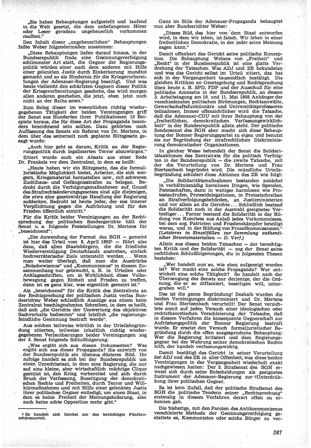 Neue Justiz (NJ), Zeitschrift für Recht und Rechtswissenschaft [Deutsche Demokratische Republik (DDR)], 12. Jahrgang 1958, Seite 387 (NJ DDR 1958, S. 387)