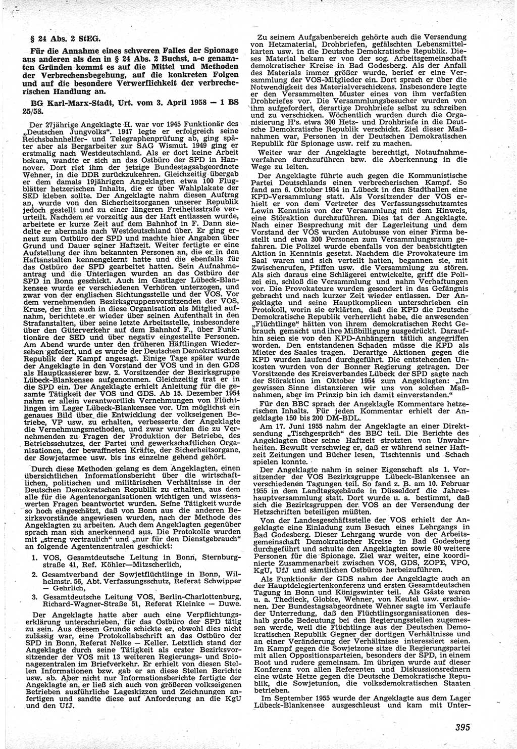 Neue Justiz (NJ), Zeitschrift für Recht und Rechtswissenschaft [Deutsche Demokratische Republik (DDR)], 12. Jahrgang 1958, Seite 395 (NJ DDR 1958, S. 395)