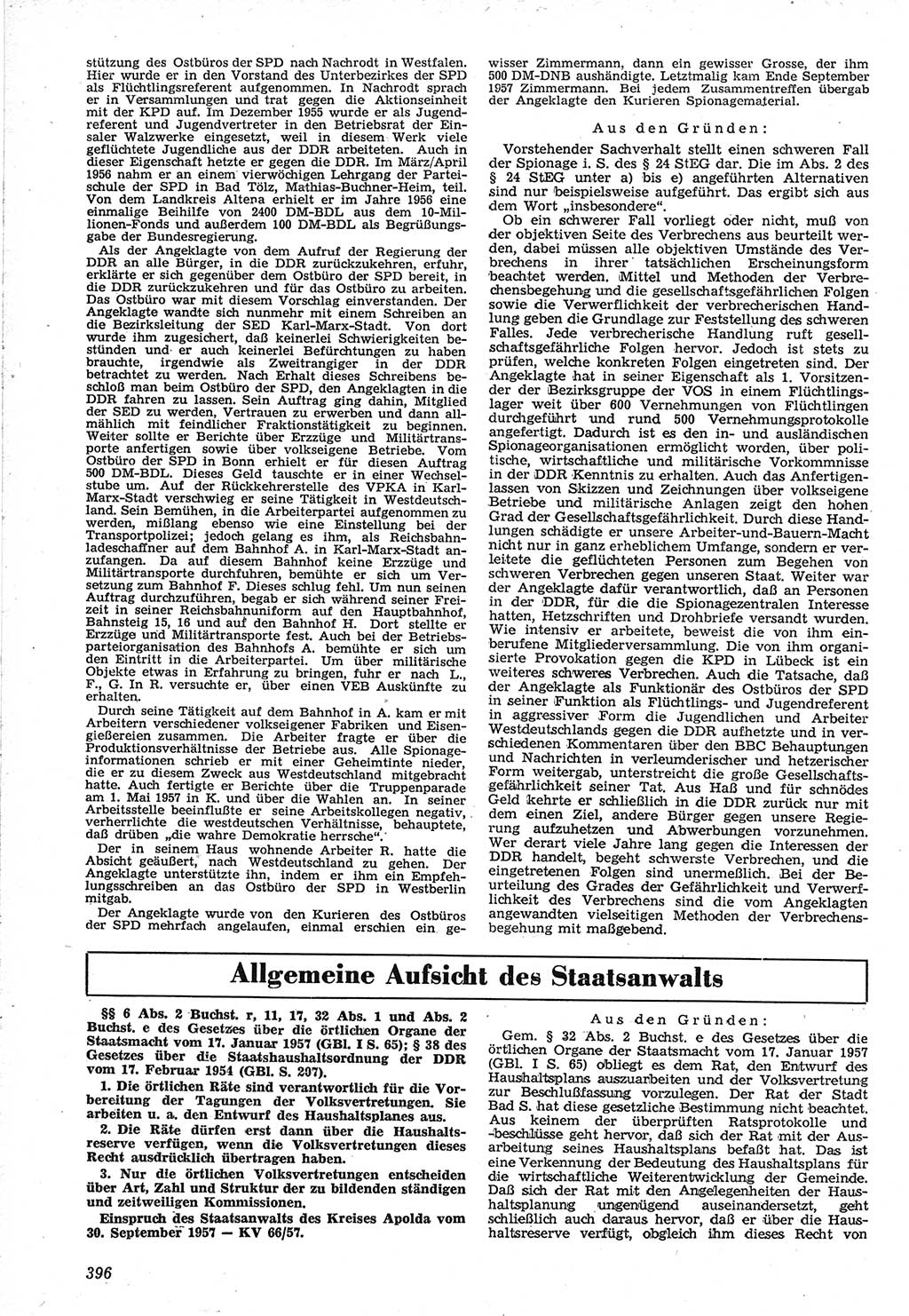 Neue Justiz (NJ), Zeitschrift für Recht und Rechtswissenschaft [Deutsche Demokratische Republik (DDR)], 12. Jahrgang 1958, Seite 396 (NJ DDR 1958, S. 396)