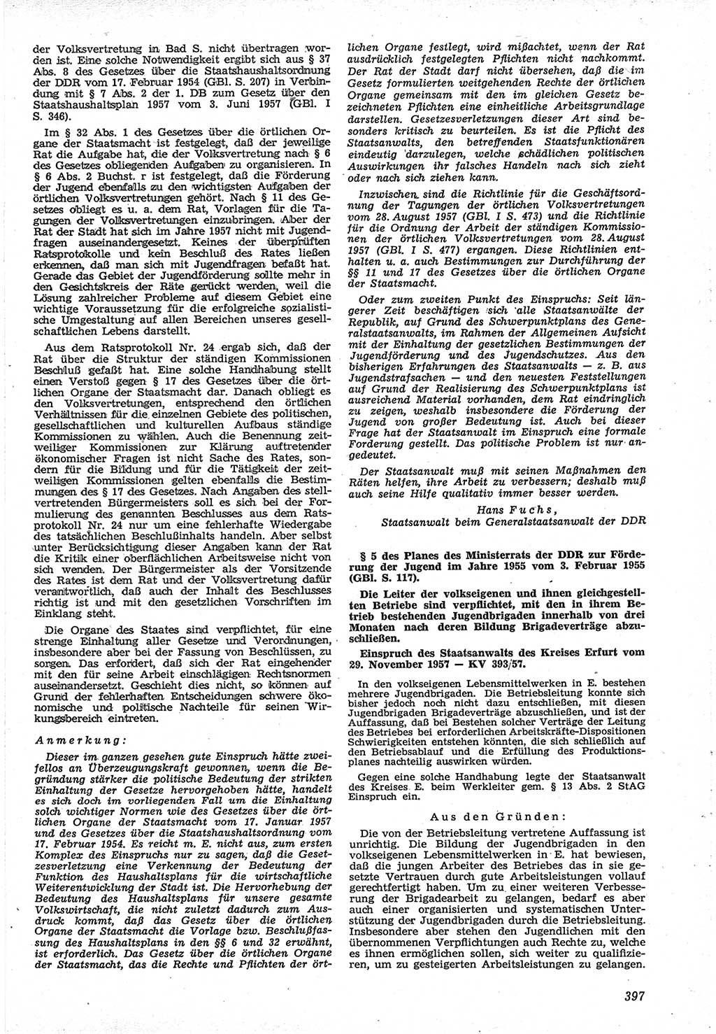 Neue Justiz (NJ), Zeitschrift für Recht und Rechtswissenschaft [Deutsche Demokratische Republik (DDR)], 12. Jahrgang 1958, Seite 397 (NJ DDR 1958, S. 397)