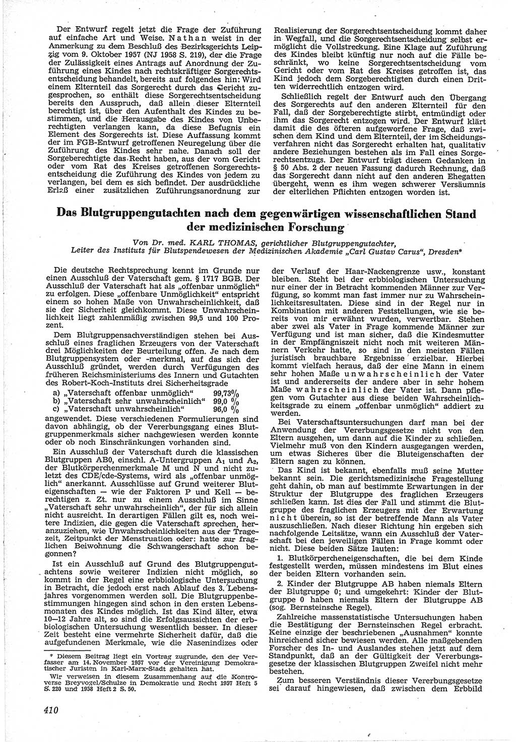 Neue Justiz (NJ), Zeitschrift für Recht und Rechtswissenschaft [Deutsche Demokratische Republik (DDR)], 12. Jahrgang 1958, Seite 410 (NJ DDR 1958, S. 410)