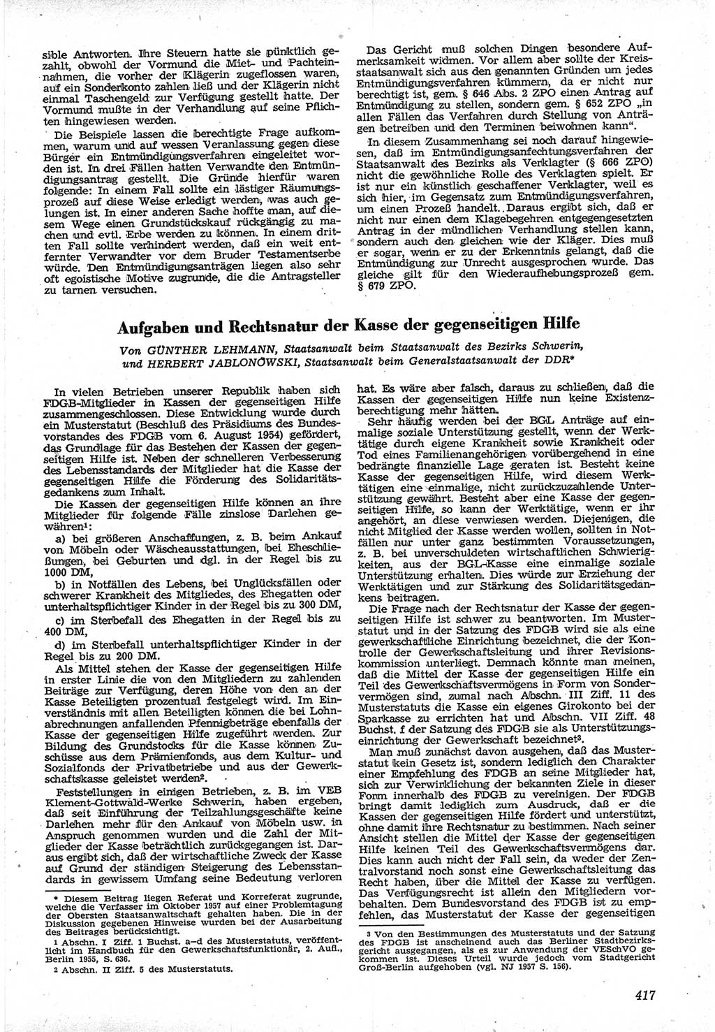 Neue Justiz (NJ), Zeitschrift für Recht und Rechtswissenschaft [Deutsche Demokratische Republik (DDR)], 12. Jahrgang 1958, Seite 417 (NJ DDR 1958, S. 417)