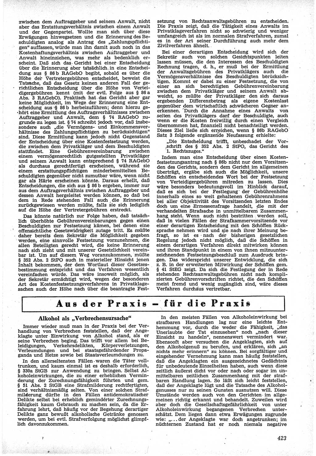 Neue Justiz (NJ), Zeitschrift für Recht und Rechtswissenschaft [Deutsche Demokratische Republik (DDR)], 12. Jahrgang 1958, Seite 423 (NJ DDR 1958, S. 423)