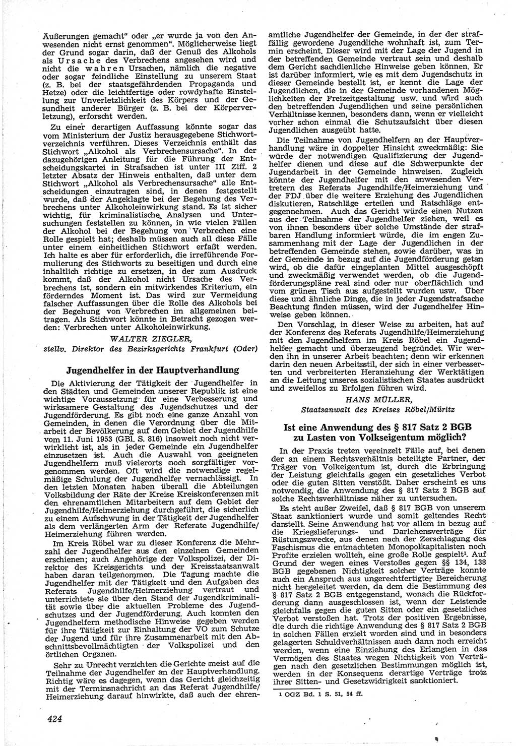 Neue Justiz (NJ), Zeitschrift für Recht und Rechtswissenschaft [Deutsche Demokratische Republik (DDR)], 12. Jahrgang 1958, Seite 424 (NJ DDR 1958, S. 424)