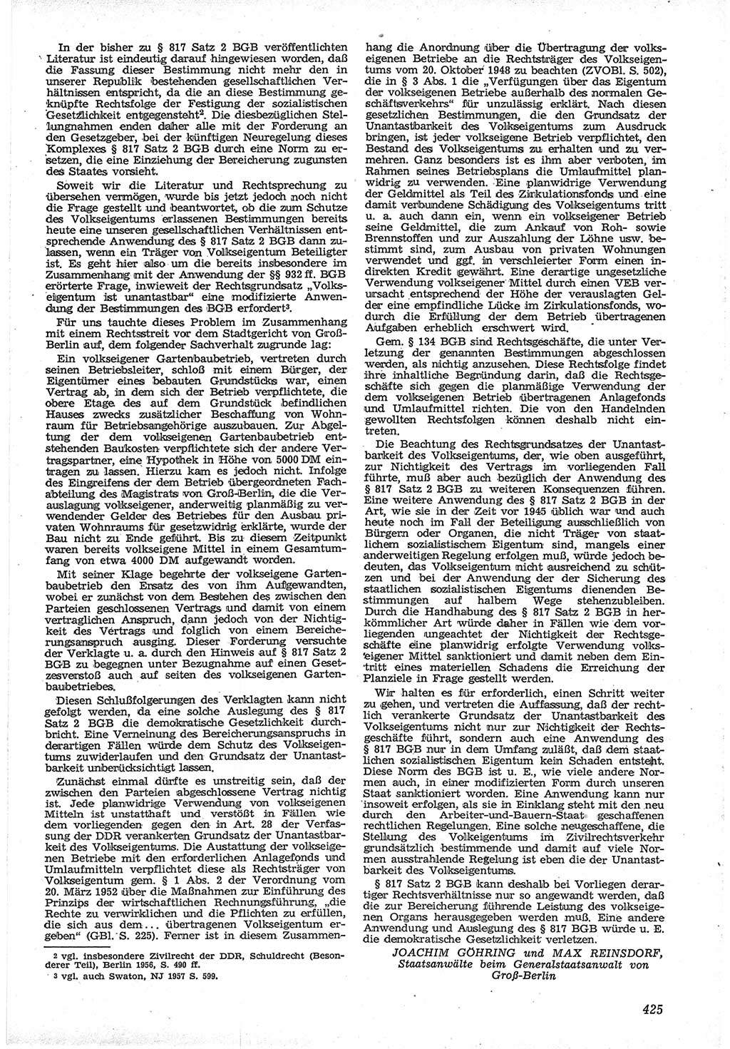 Neue Justiz (NJ), Zeitschrift für Recht und Rechtswissenschaft [Deutsche Demokratische Republik (DDR)], 12. Jahrgang 1958, Seite 425 (NJ DDR 1958, S. 425)