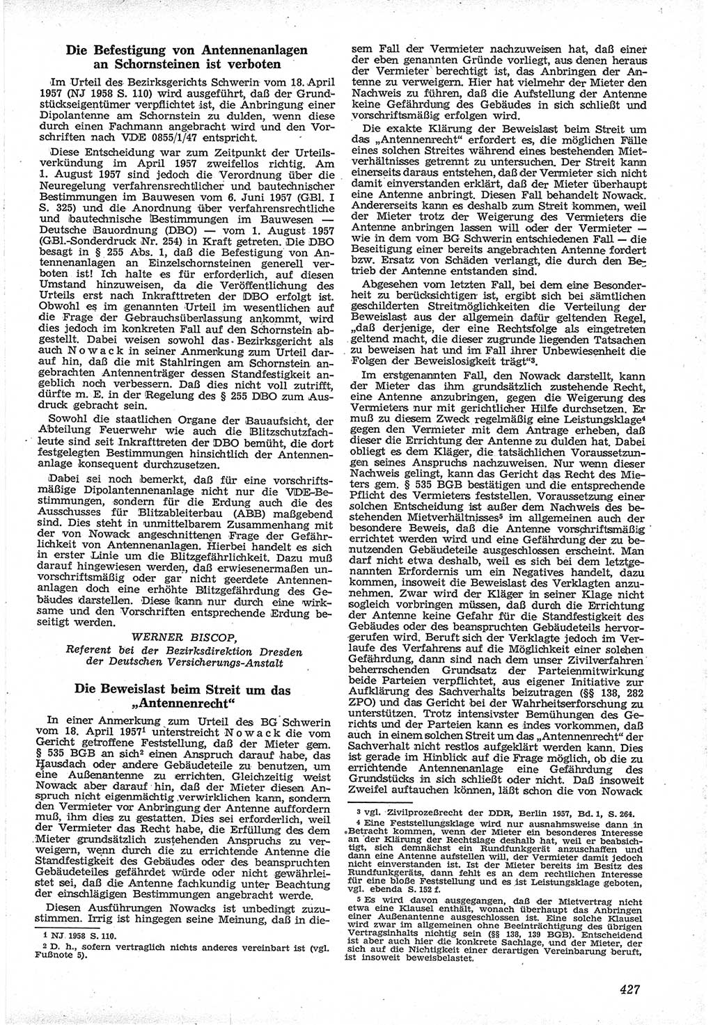 Neue Justiz (NJ), Zeitschrift für Recht und Rechtswissenschaft [Deutsche Demokratische Republik (DDR)], 12. Jahrgang 1958, Seite 427 (NJ DDR 1958, S. 427)