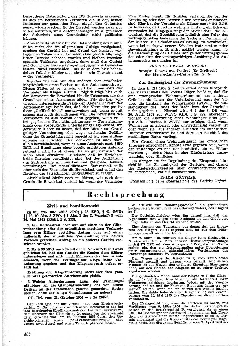 Neue Justiz (NJ), Zeitschrift für Recht und Rechtswissenschaft [Deutsche Demokratische Republik (DDR)], 12. Jahrgang 1958, Seite 428 (NJ DDR 1958, S. 428)