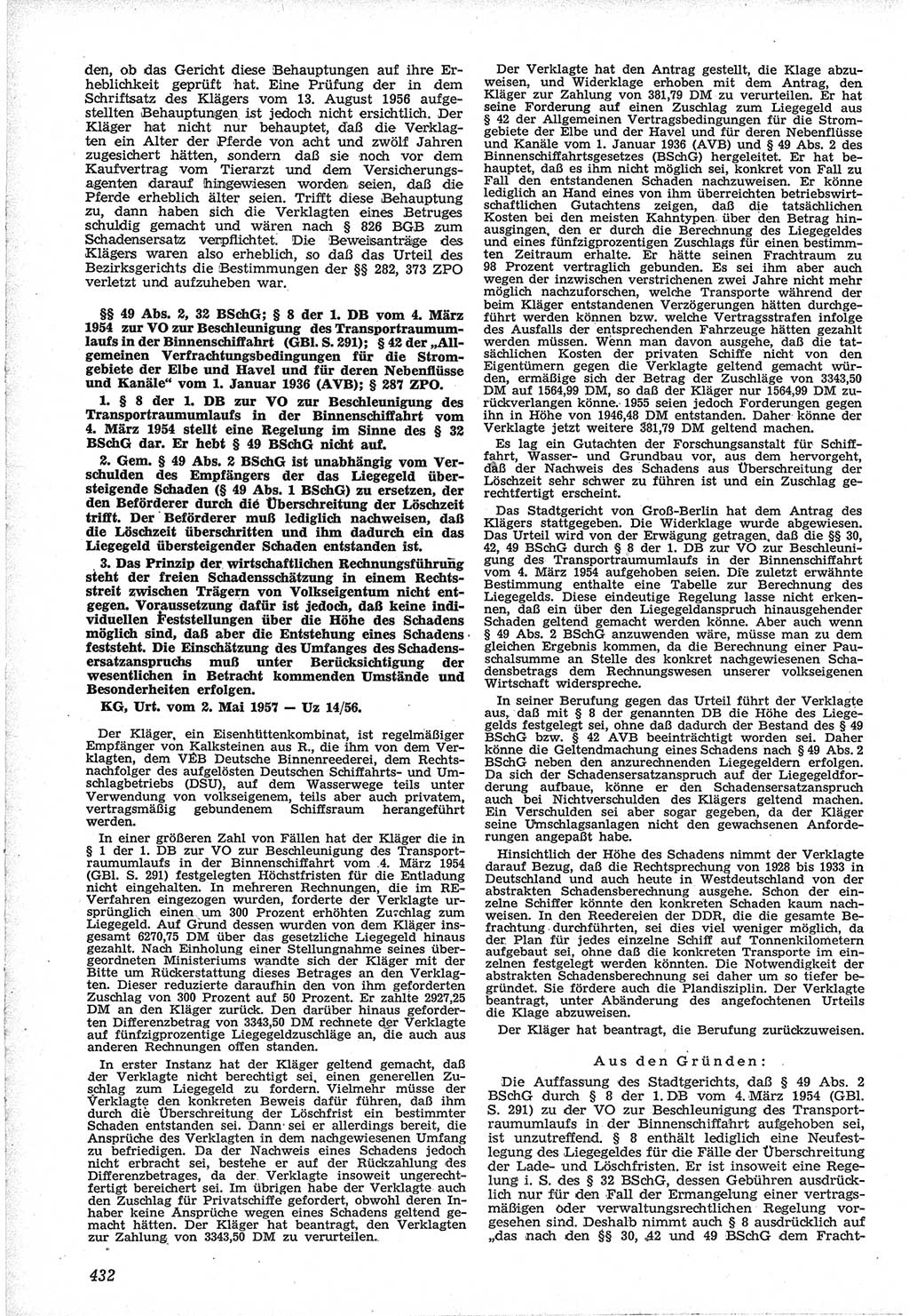 Neue Justiz (NJ), Zeitschrift für Recht und Rechtswissenschaft [Deutsche Demokratische Republik (DDR)], 12. Jahrgang 1958, Seite 432 (NJ DDR 1958, S. 432)