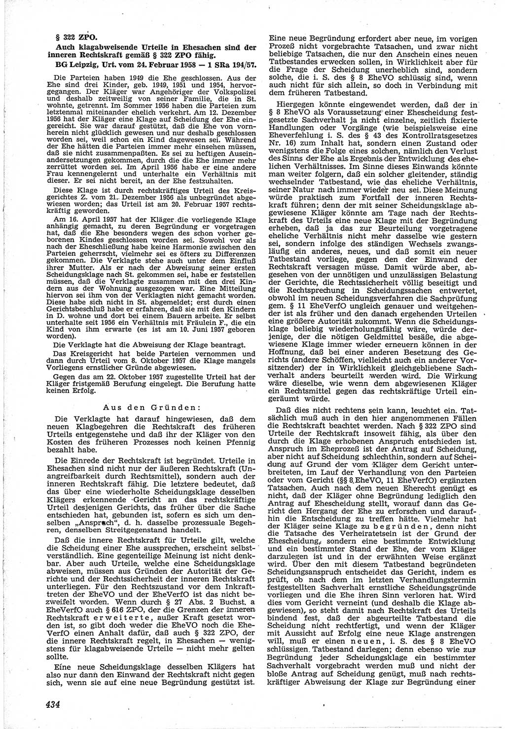 Neue Justiz (NJ), Zeitschrift für Recht und Rechtswissenschaft [Deutsche Demokratische Republik (DDR)], 12. Jahrgang 1958, Seite 434 (NJ DDR 1958, S. 434)