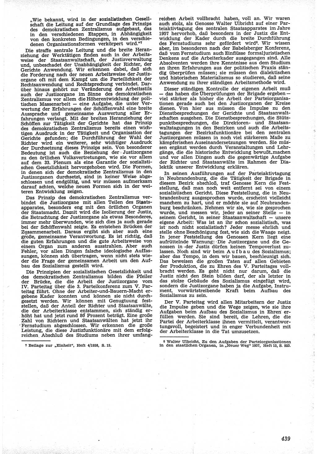 Neue Justiz (NJ), Zeitschrift für Recht und Rechtswissenschaft [Deutsche Demokratische Republik (DDR)], 12. Jahrgang 1958, Seite 439 (NJ DDR 1958, S. 439)