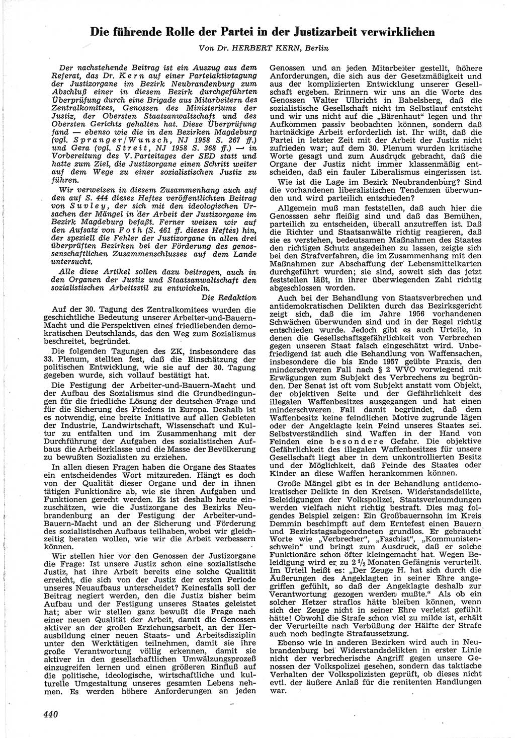 Neue Justiz (NJ), Zeitschrift für Recht und Rechtswissenschaft [Deutsche Demokratische Republik (DDR)], 12. Jahrgang 1958, Seite 440 (NJ DDR 1958, S. 440)
