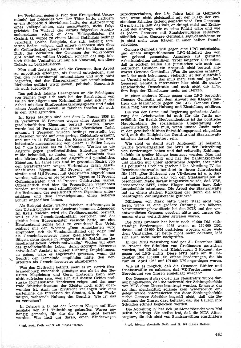 Neue Justiz (NJ), Zeitschrift für Recht und Rechtswissenschaft [Deutsche Demokratische Republik (DDR)], 12. Jahrgang 1958, Seite 441 (NJ DDR 1958, S. 441)