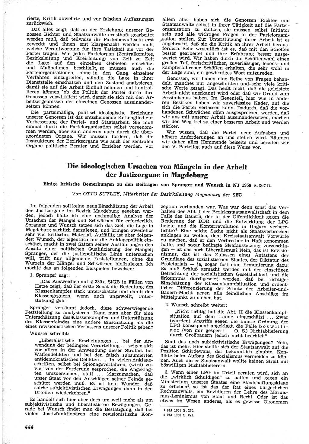 Neue Justiz (NJ), Zeitschrift für Recht und Rechtswissenschaft [Deutsche Demokratische Republik (DDR)], 12. Jahrgang 1958, Seite 444 (NJ DDR 1958, S. 444)