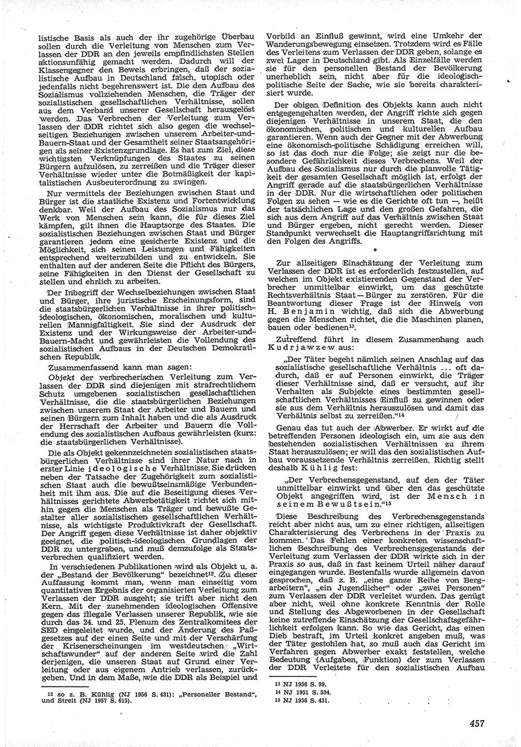Neue Justiz (NJ), Zeitschrift für Recht und Rechtswissenschaft [Deutsche Demokratische Republik (DDR)], 12. Jahrgang 1958, Seite 457 (NJ DDR 1958, S. 457)