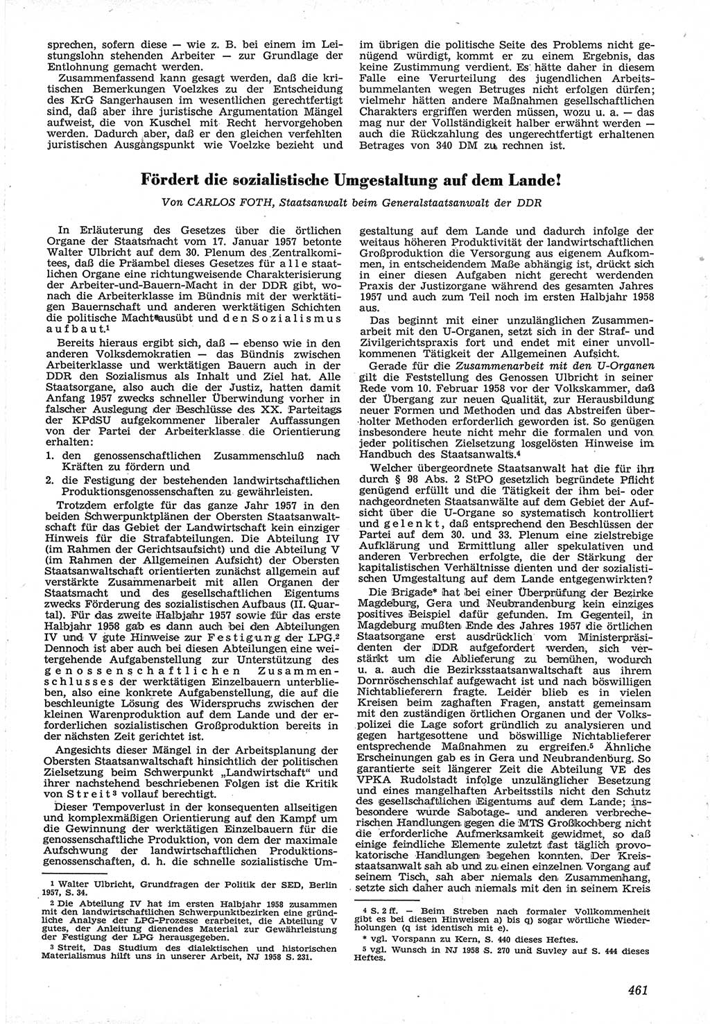 Neue Justiz (NJ), Zeitschrift für Recht und Rechtswissenschaft [Deutsche Demokratische Republik (DDR)], 12. Jahrgang 1958, Seite 461 (NJ DDR 1958, S. 461)