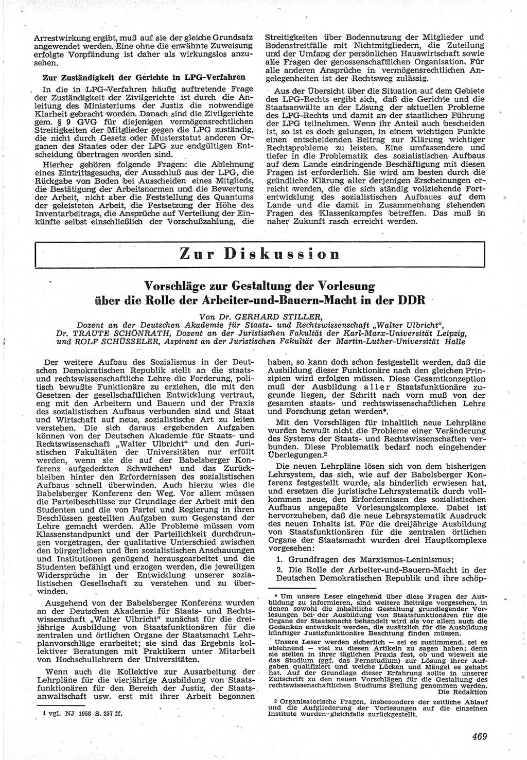 Neue Justiz (NJ), Zeitschrift für Recht und Rechtswissenschaft [Deutsche Demokratische Republik (DDR)], 12. Jahrgang 1958, Seite 469 (NJ DDR 1958, S. 469)