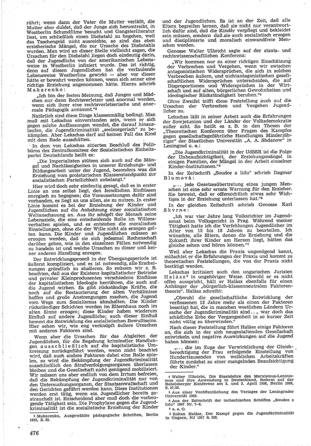 Neue Justiz (NJ), Zeitschrift für Recht und Rechtswissenschaft [Deutsche Demokratische Republik (DDR)], 12. Jahrgang 1958, Seite 476 (NJ DDR 1958, S. 476)