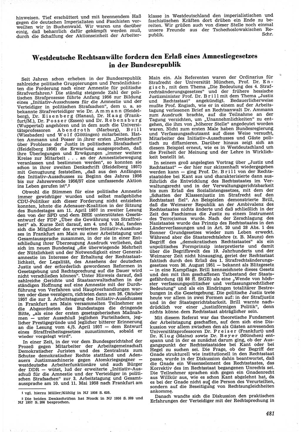 Neue Justiz (NJ), Zeitschrift für Recht und Rechtswissenschaft [Deutsche Demokratische Republik (DDR)], 12. Jahrgang 1958, Seite 481 (NJ DDR 1958, S. 481)