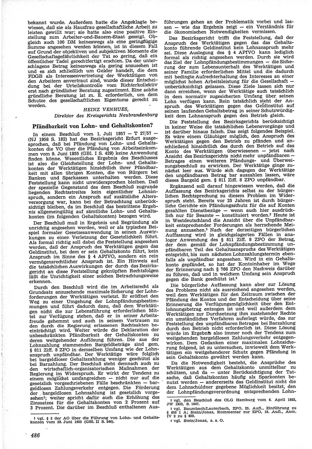 Neue Justiz (NJ), Zeitschrift für Recht und Rechtswissenschaft [Deutsche Demokratische Republik (DDR)], 12. Jahrgang 1958, Seite 486 (NJ DDR 1958, S. 486)