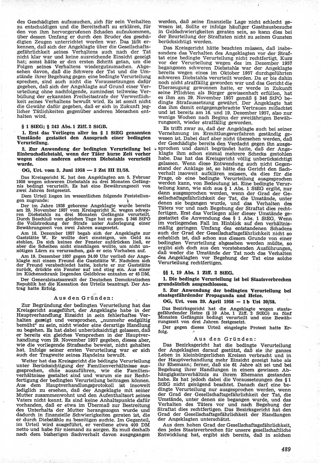 Neue Justiz (NJ), Zeitschrift für Recht und Rechtswissenschaft [Deutsche Demokratische Republik (DDR)], 12. Jahrgang 1958, Seite 489 (NJ DDR 1958, S. 489)